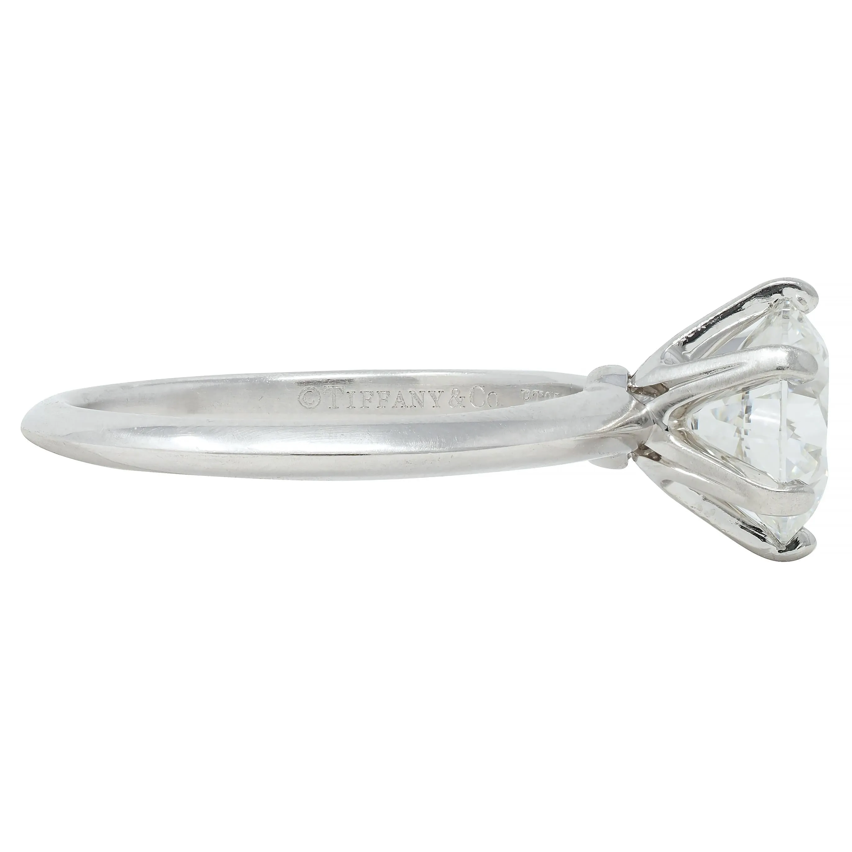 Tiffany & Co.  2.67 CTW Round Brilliant Diamond Platinum Solitaire Vintage Engagement Ring