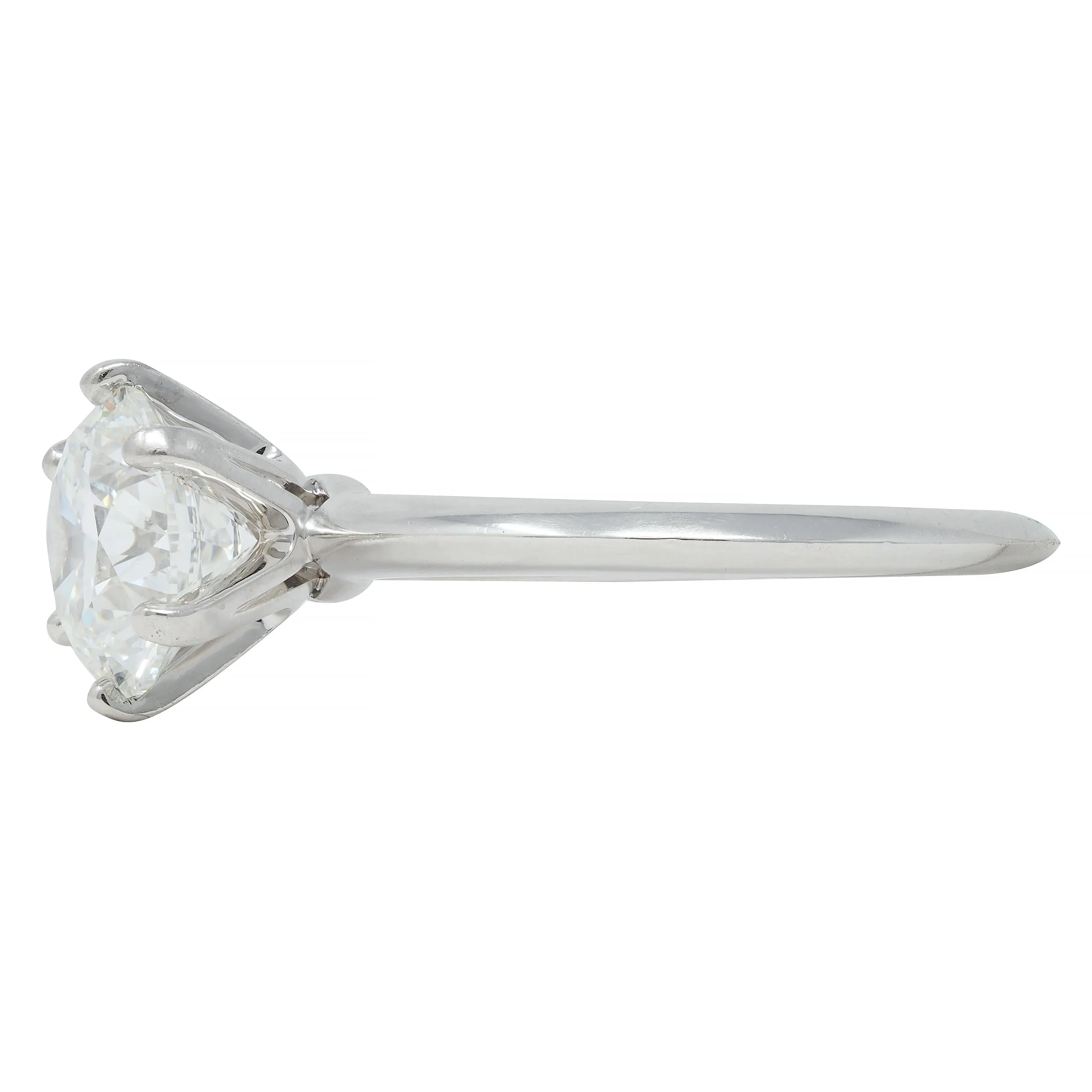 Tiffany & Co.  2.67 CTW Round Brilliant Diamond Platinum Solitaire Vintage Engagement Ring