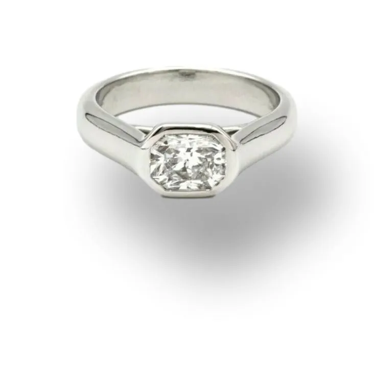 Tiffany & Co. Lucida Diamond Bezel Set Engagement Ring in Platinum 1.04 E VVS2