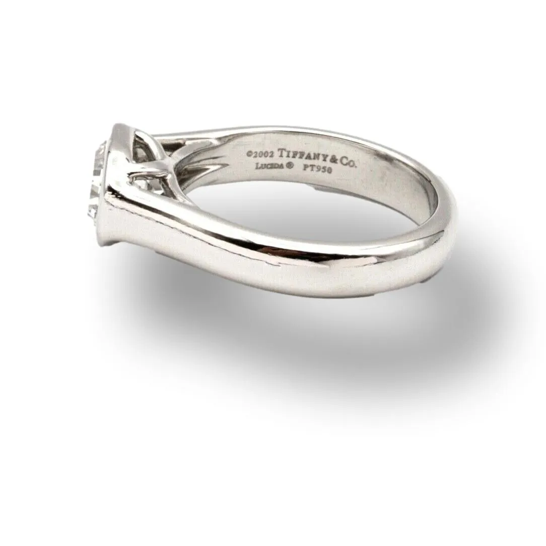 Tiffany & Co. Lucida Diamond Bezel Set Engagement Ring in Platinum 1.04 E VVS2
