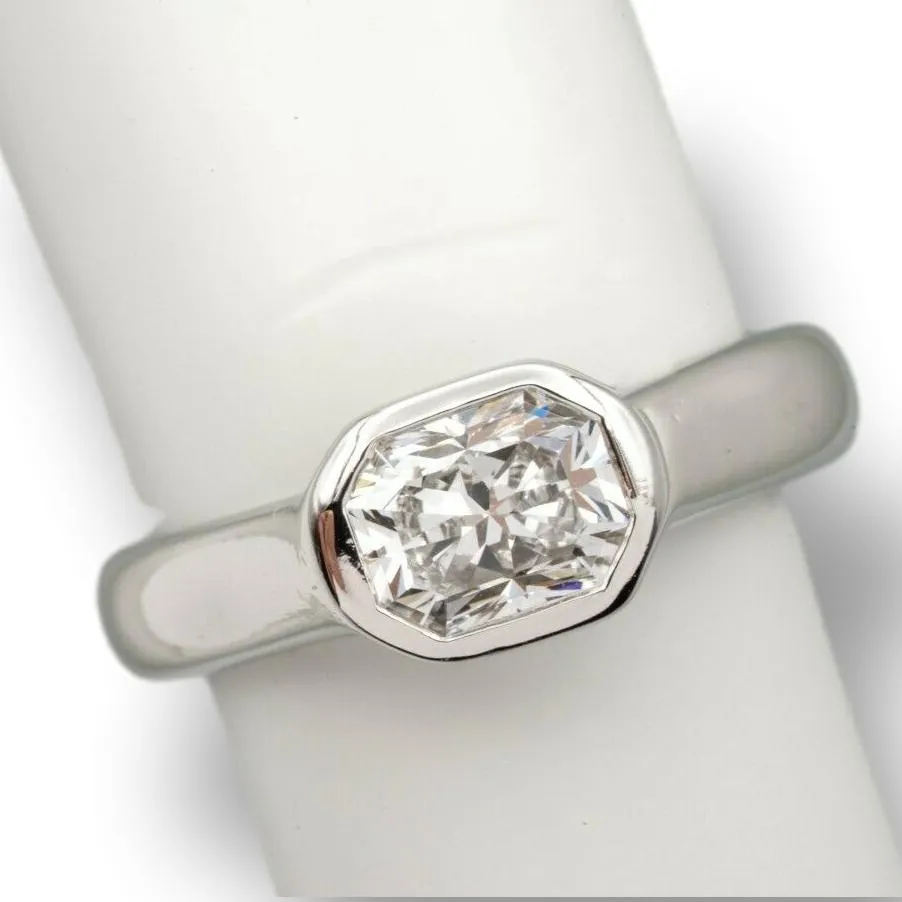 Tiffany & Co. Lucida Diamond Bezel Set Engagement Ring in Platinum 1.04 E VVS2
