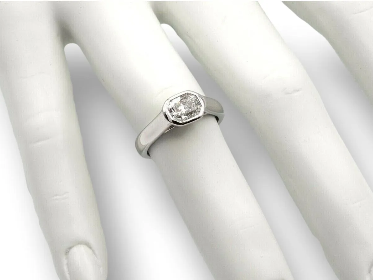 Tiffany & Co. Lucida Diamond Bezel Set Engagement Ring in Platinum 1.04 E VVS2