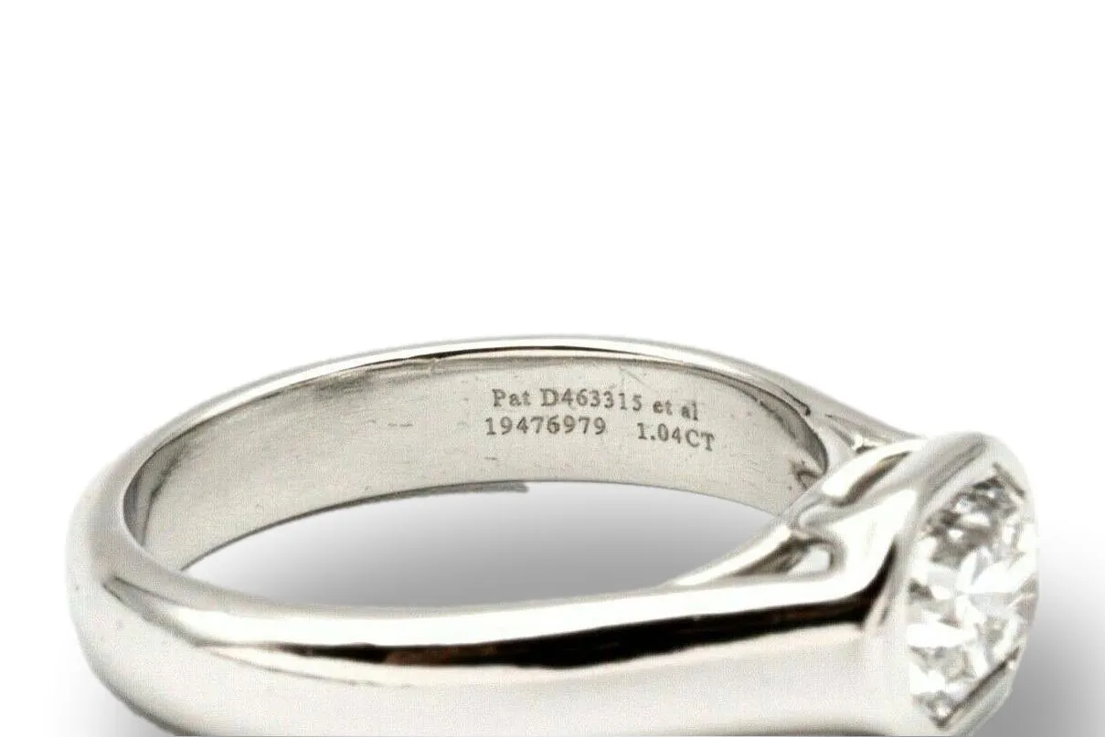 Tiffany & Co. Lucida Diamond Bezel Set Engagement Ring in Platinum 1.04 E VVS2