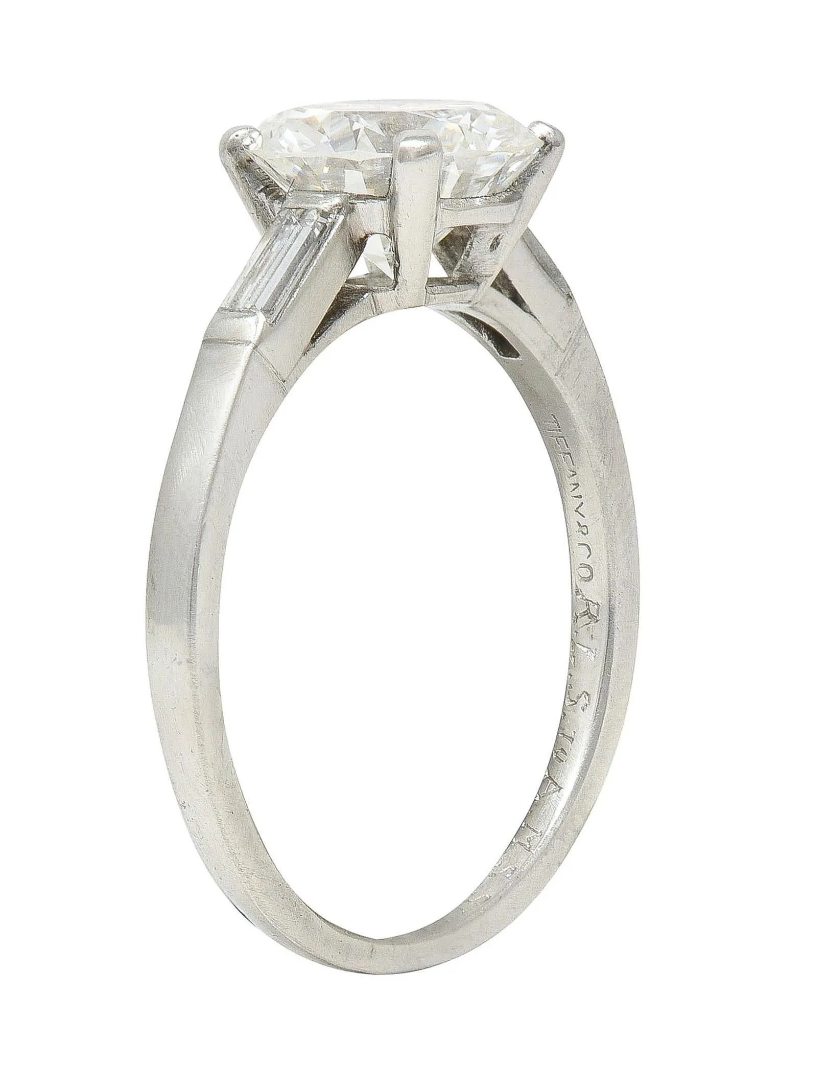 Tiffany & Co. Mid-Century 2.00 CTW Diamond Platinum Three Stone Vintage Engagement Ring GIA