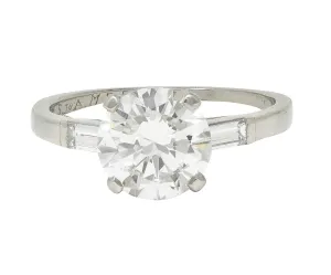 Tiffany & Co. Mid-Century 2.00 CTW Diamond Platinum Three Stone Vintage Engagement Ring GIA