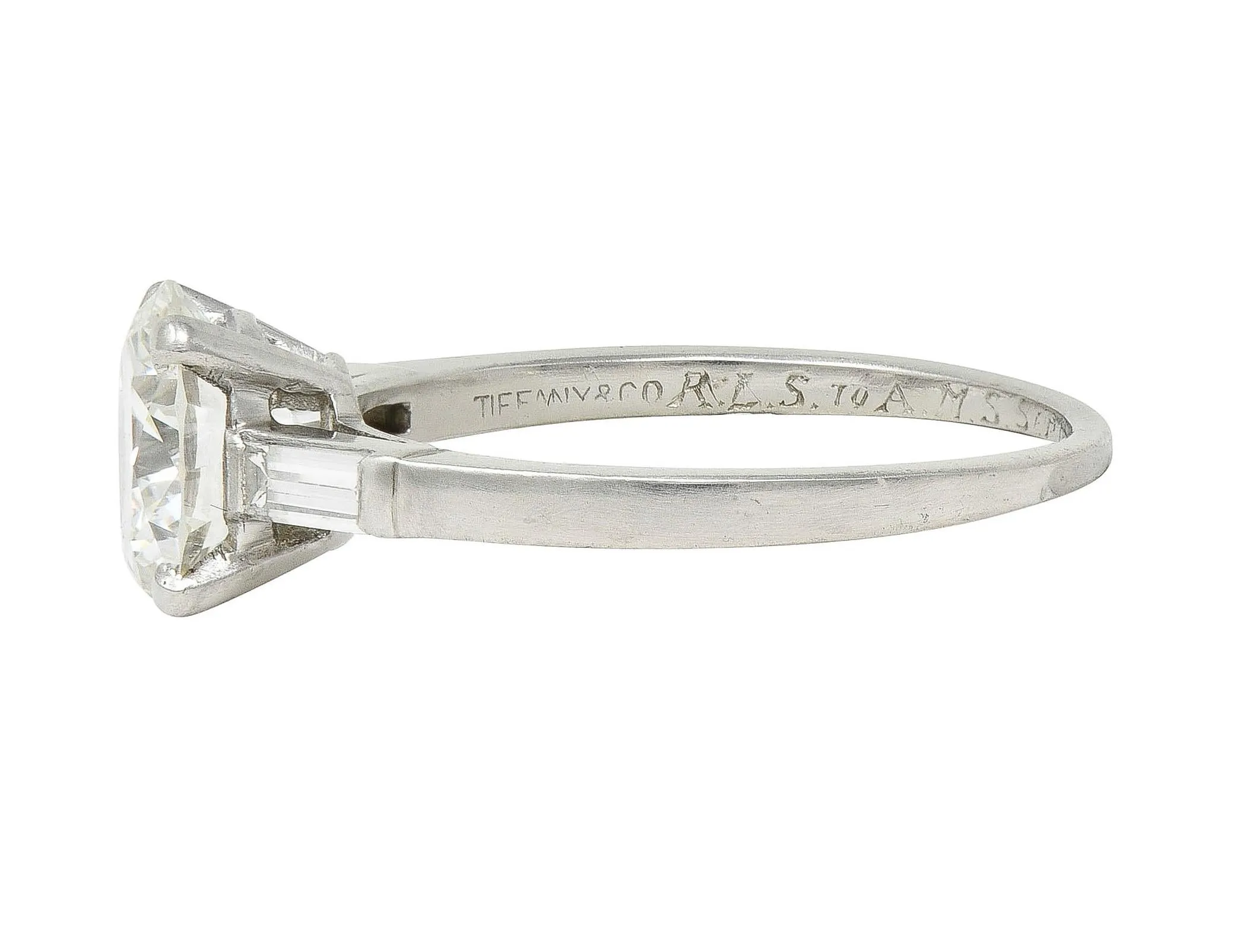 Tiffany & Co. Mid-Century 2.00 CTW Diamond Platinum Three Stone Vintage Engagement Ring GIA
