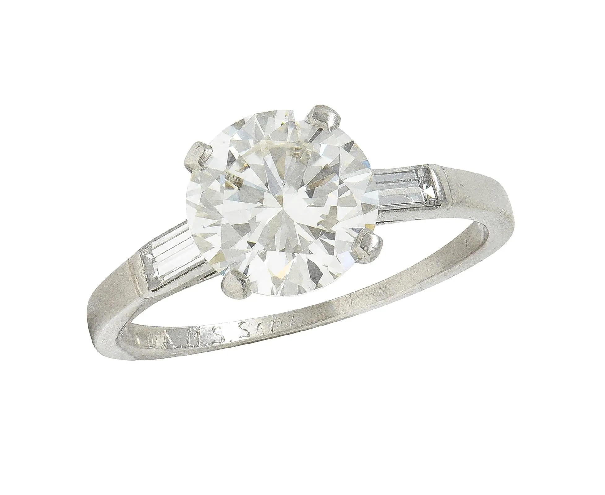 Tiffany & Co. Mid-Century 2.00 CTW Diamond Platinum Three Stone Vintage Engagement Ring GIA