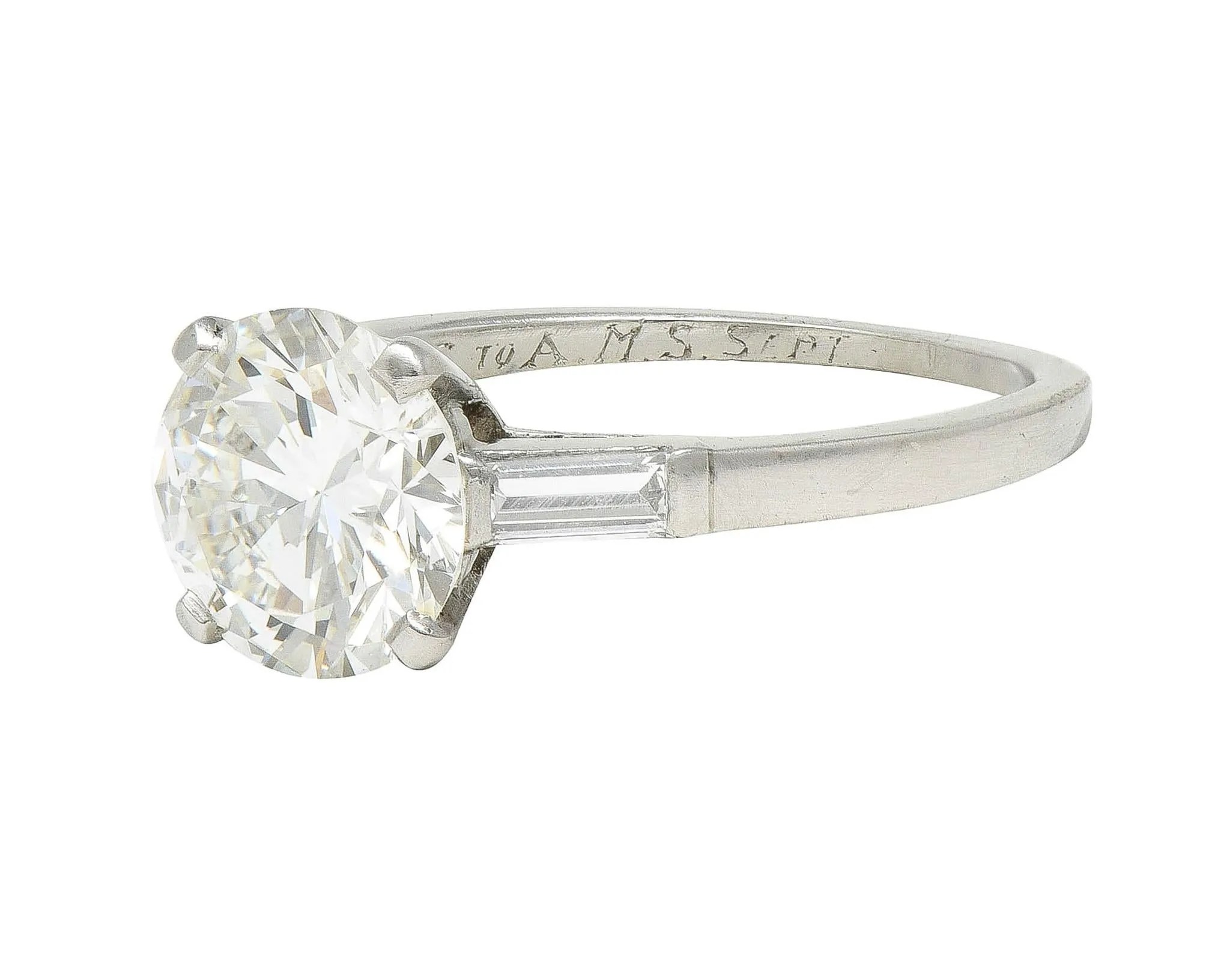 Tiffany & Co. Mid-Century 2.00 CTW Diamond Platinum Three Stone Vintage Engagement Ring GIA