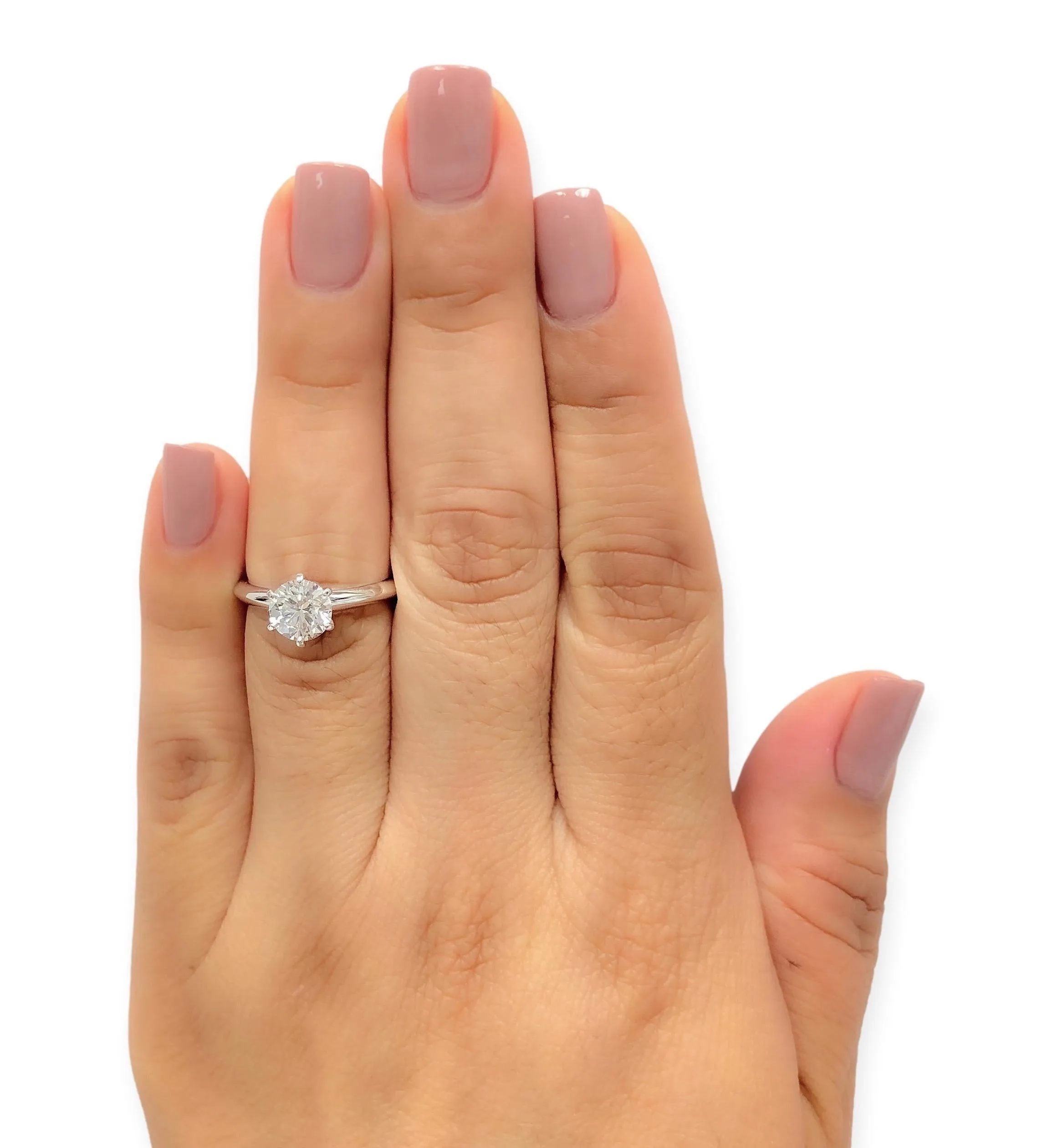 Tiffany & Co. Platinum Solitaire Round Diamond Engagement Ring 1.31ct G VVS2