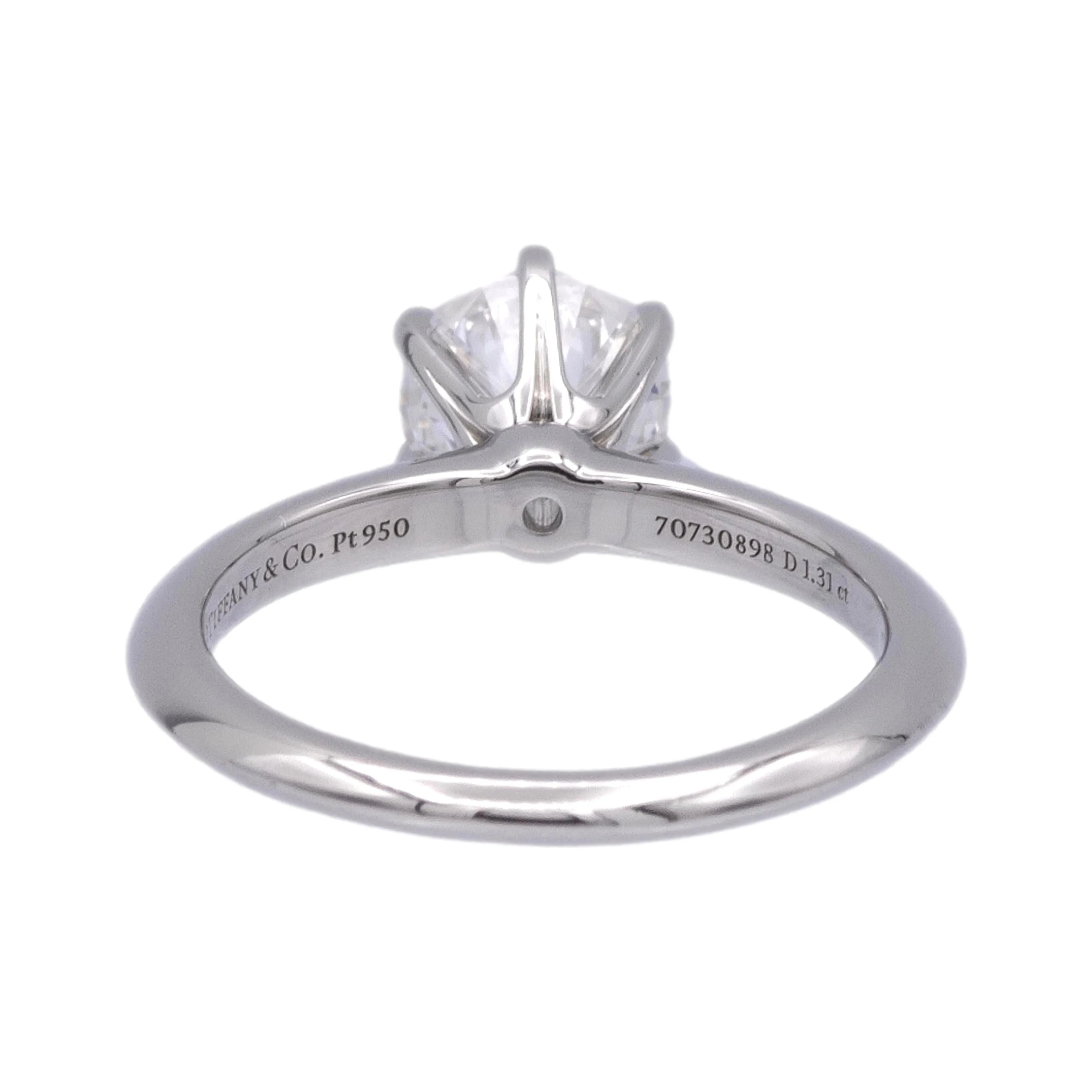 Tiffany & Co. Platinum Solitaire Round Diamond Engagement Ring 1.31ct G VVS2