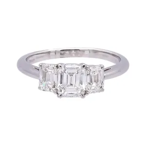 Tiffany & Co. Platinum Three-Stone Emerald Cut Engagement Ring 1.59 ct TW GVVS