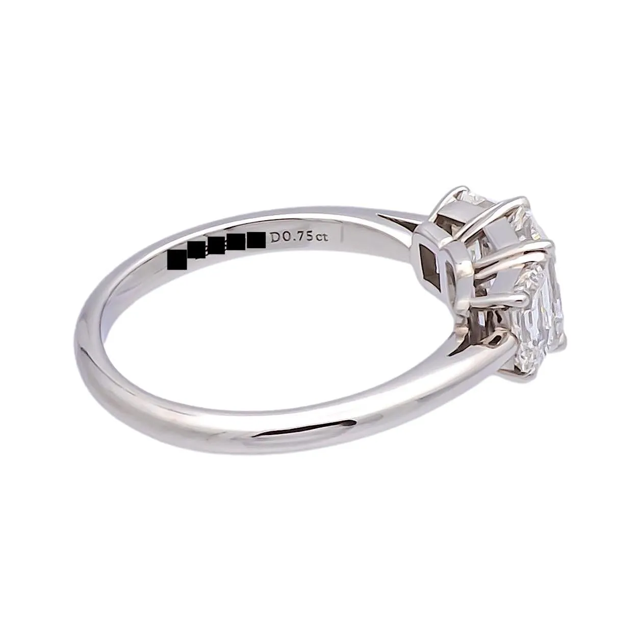 Tiffany & Co. Platinum Three-Stone Emerald Cut Engagement Ring 1.59 ct TW GVVS