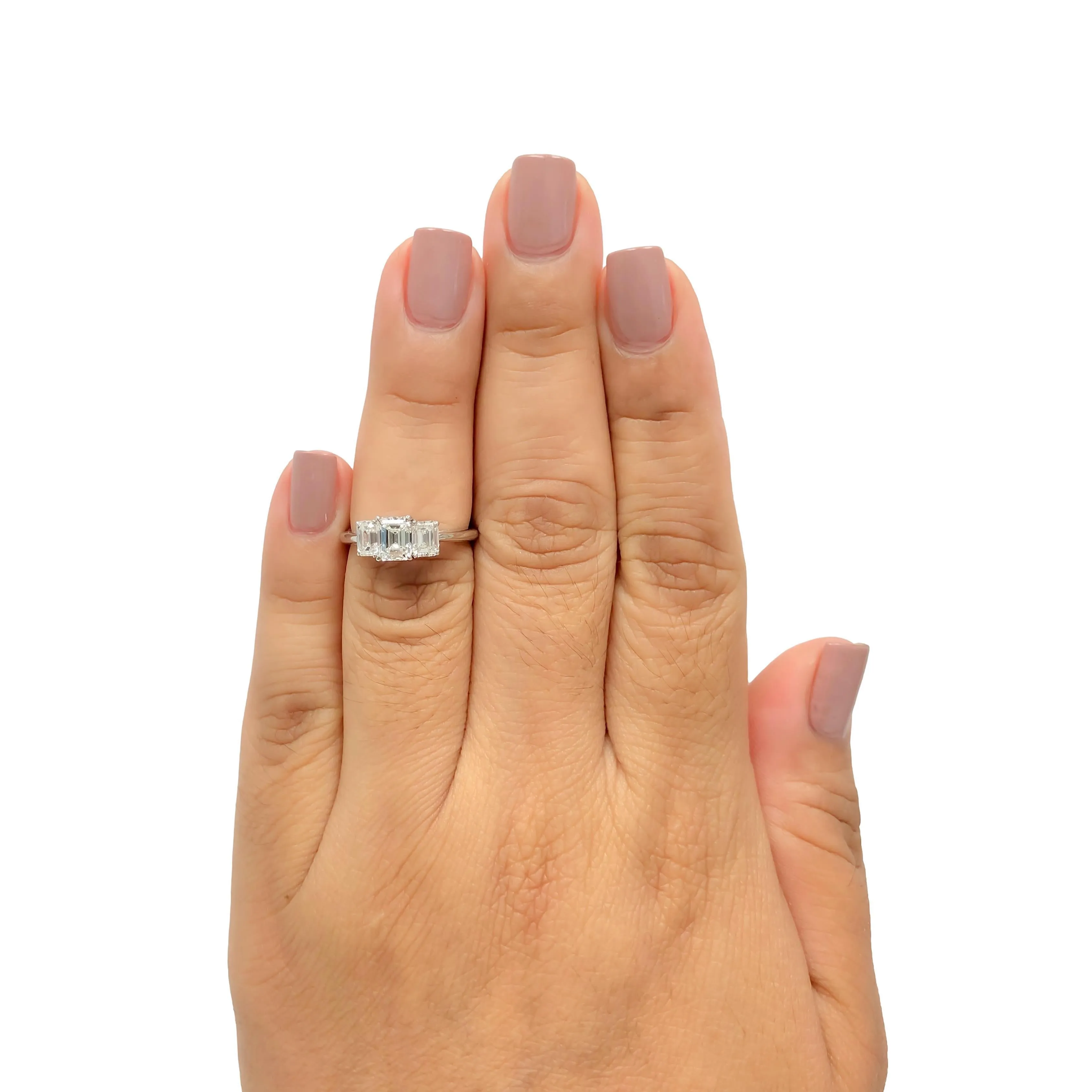 Tiffany & Co. Platinum Three-Stone Emerald Cut Engagement Ring 1.59 ct TW GVVS
