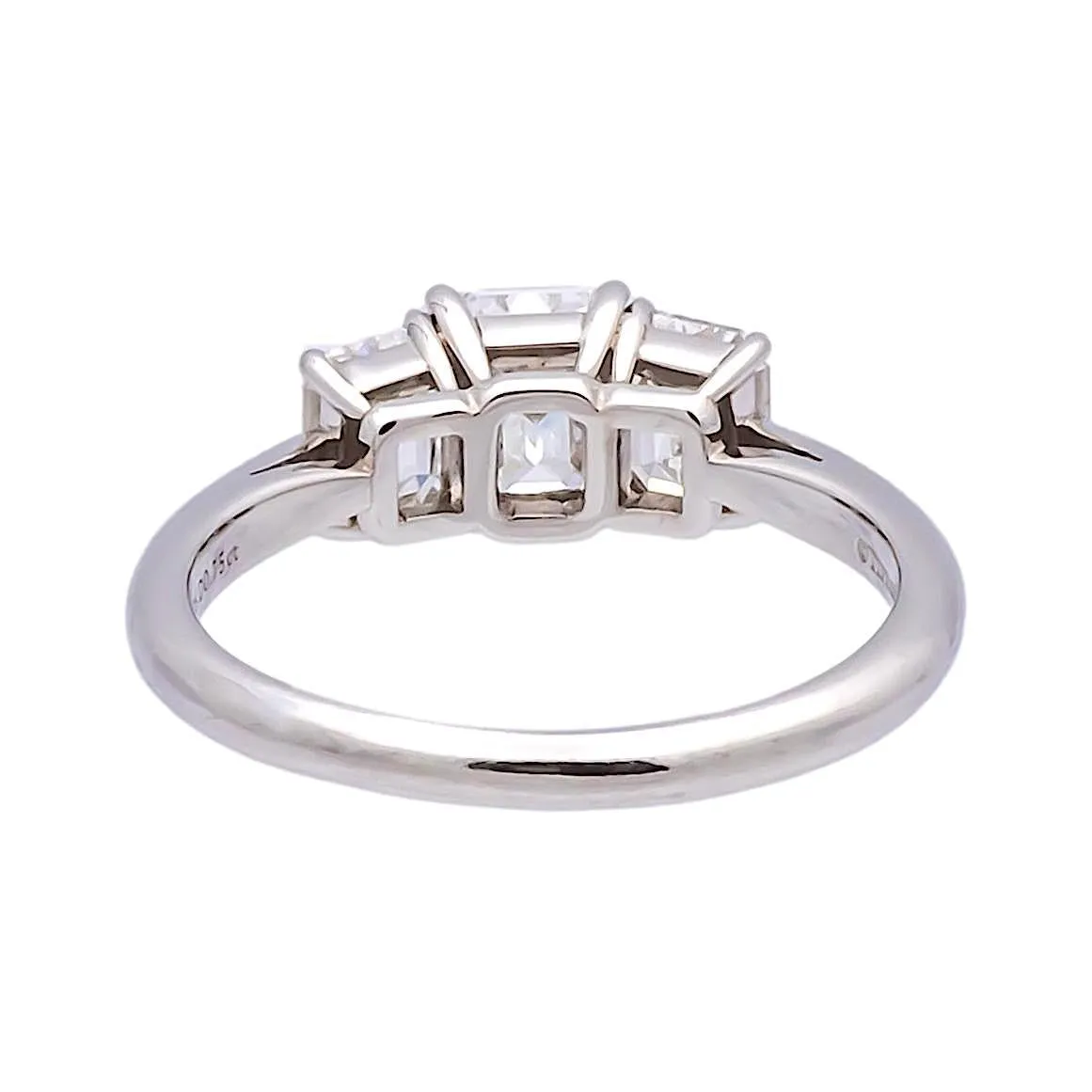 Tiffany & Co. Platinum Three-Stone Emerald Cut Engagement Ring 1.59 ct TW GVVS