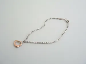 Tiffany & Co Silver 18K Gold Peretti Open Heart Bracelet Bangle Gift Love