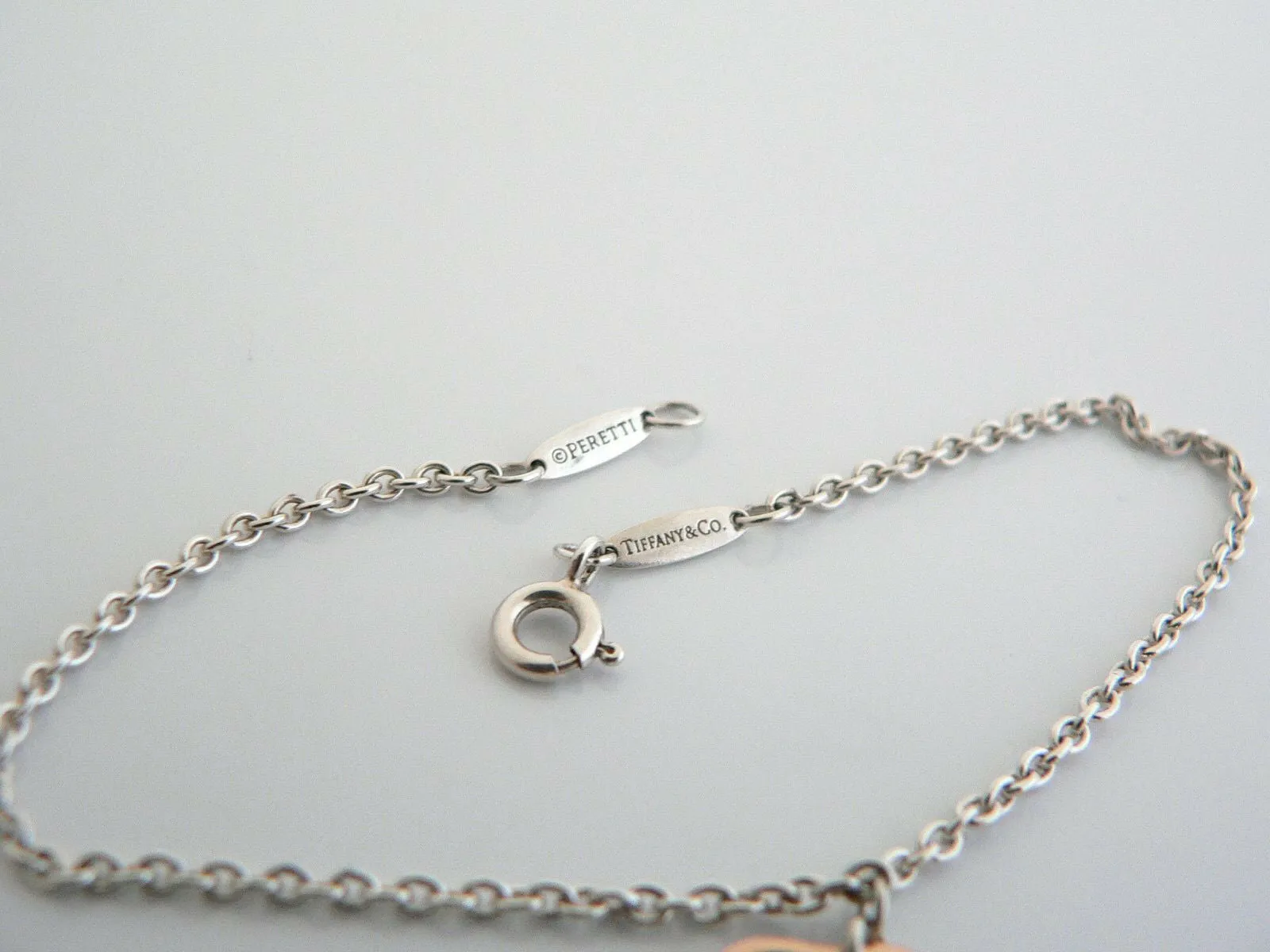Tiffany & Co Silver 18K Gold Peretti Open Heart Bracelet Bangle Gift Love