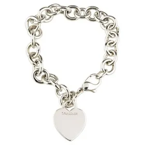 Tiffany & Co. Sterling Silver Blank Heart Tag Charm Bracelet 7.5"