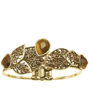 TIGER EYE PEARL GOLD AND BROWN CRYSTAL  BRACELETS #306BR2101 (5E5/3D1/5E8)