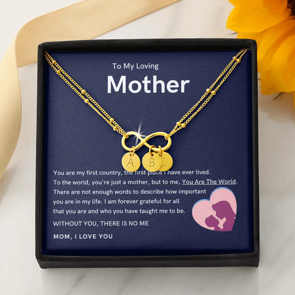 To My Loving Mother - Without You, There Is No Me Gold Infinity Bracelet (18k Gold Dipped)