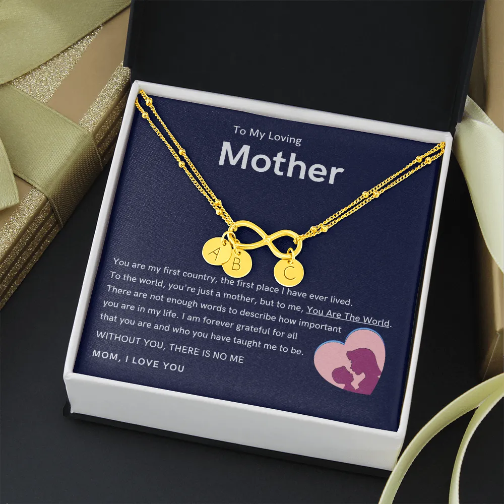 To My Loving Mother - Without You, There Is No Me Gold Infinity Bracelet (18k Gold Dipped)