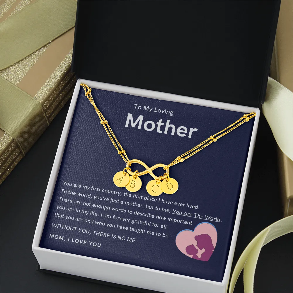 To My Loving Mother - Without You, There Is No Me Gold Infinity Bracelet (18k Gold Dipped)