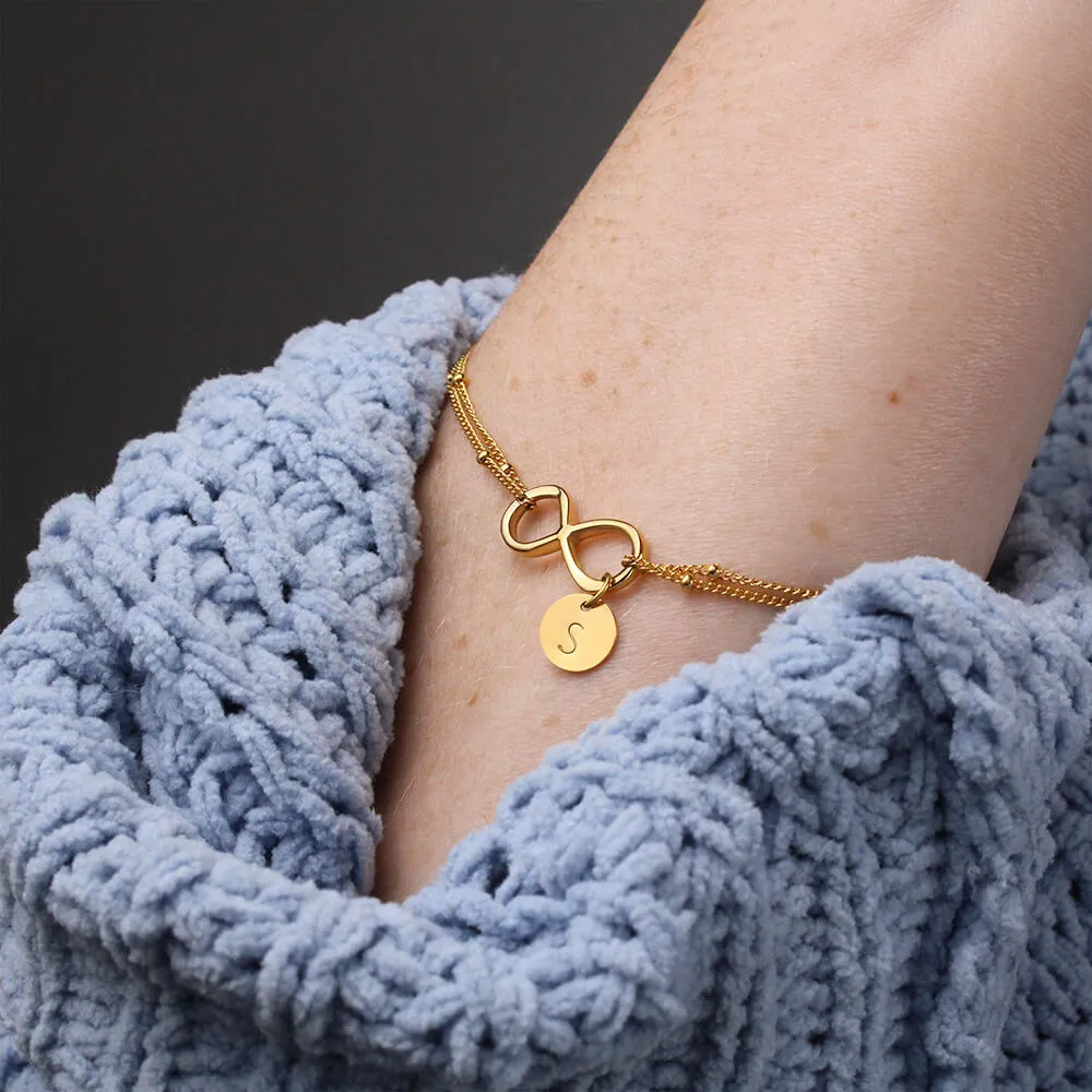 To My Loving Mother - Without You, There Is No Me Gold Infinity Bracelet (18k Gold Dipped)
