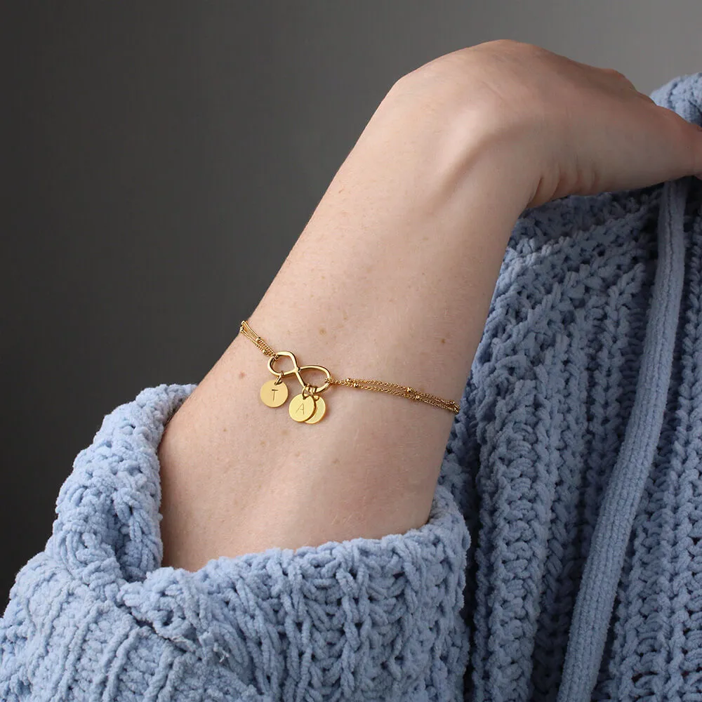 To My Loving Mother - Without You, There Is No Me Gold Infinity Bracelet (18k Gold Dipped)