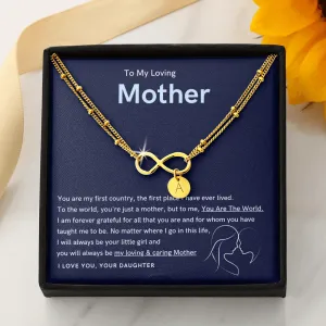 To My Loving Mother - You are the world to me Gold Infinity Bracelet (18k Gold Dipped)
