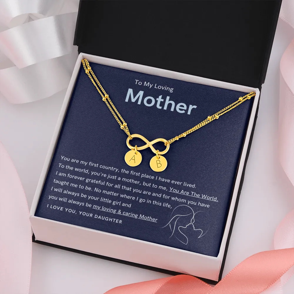 To My Loving Mother - You are the world to me Gold Infinity Bracelet (18k Gold Dipped)