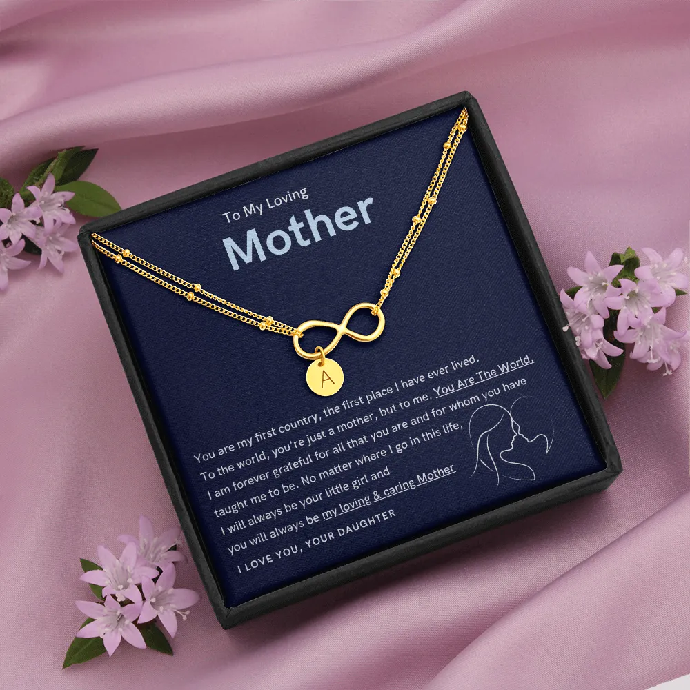 To My Loving Mother - You are the world to me Gold Infinity Bracelet (18k Gold Dipped)