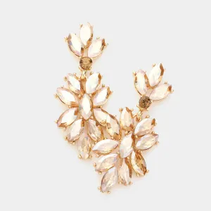 Topaz Crystal Oval Cluster Vine Pageant Earrings on Rose Gold | 366845