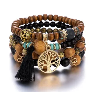 Tree Of Life Pendant Multilayer Bracelet Bead Set Bohemian Ethnic Jewelry