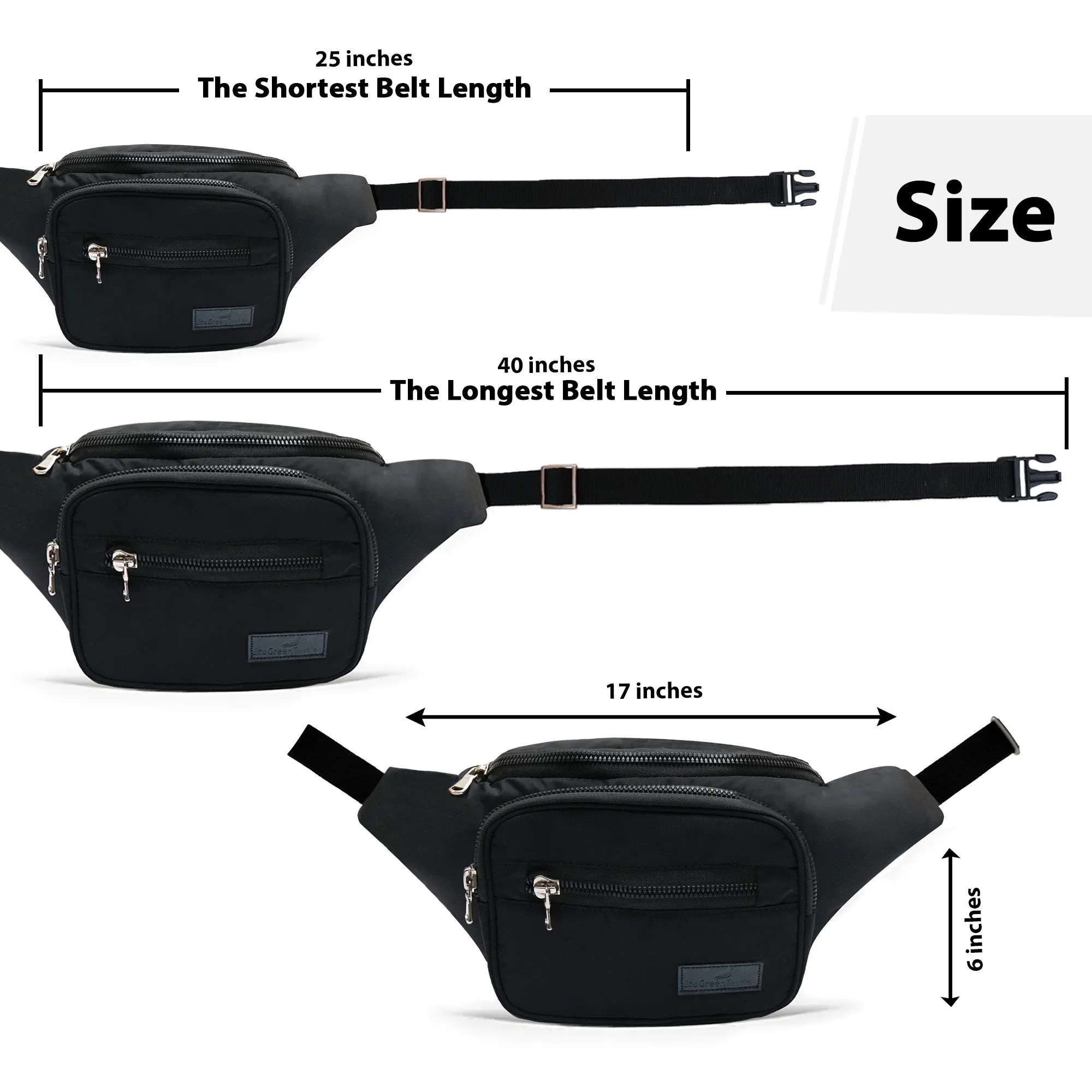 Triple Zip Premium Synthetic Leather Unisex Fanny pack, Adjustable waist and body Strap | Light-weight Waist bag (Copy)