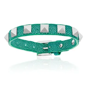Turquoise stingray bracelet with silver studs for woman