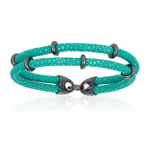 Turquoise Stingray Leather with Black PVD Beads