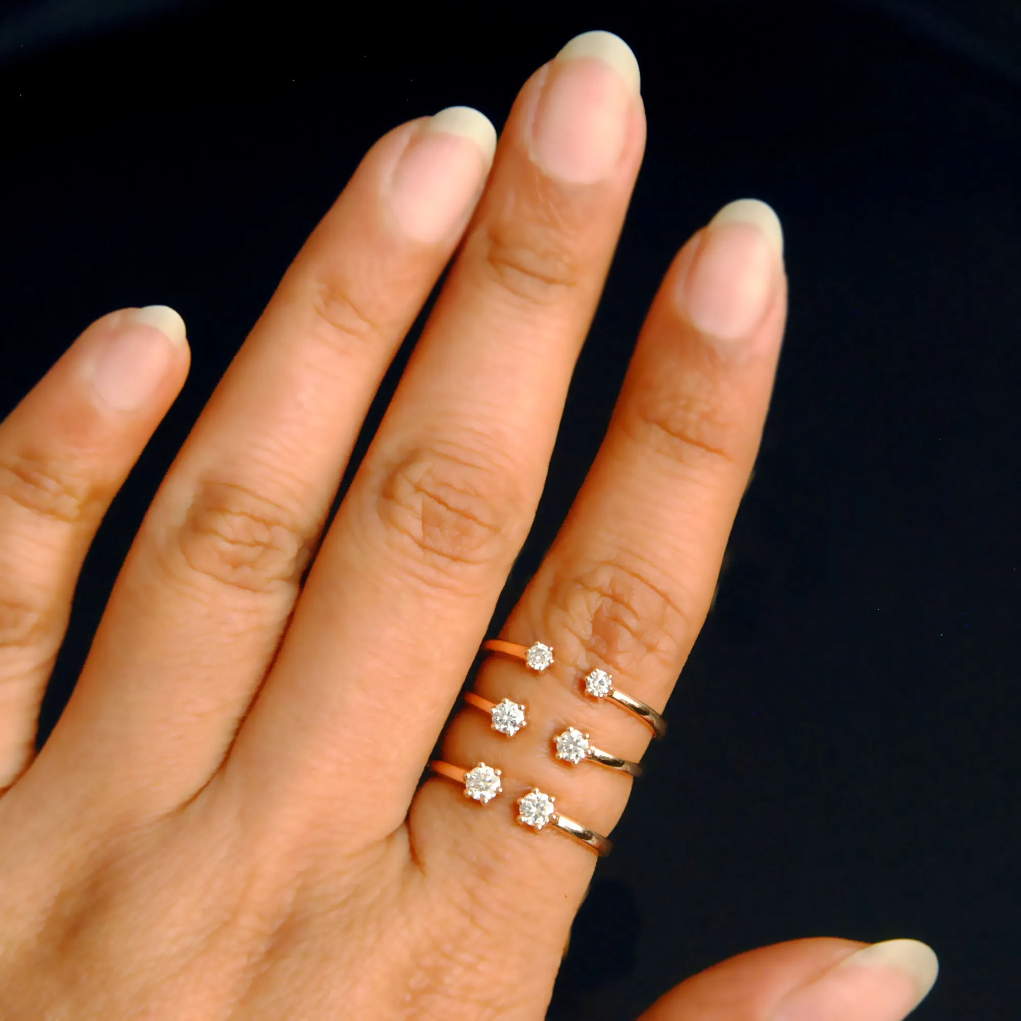 Two Diamond Open Ring Stacking Wedding Band