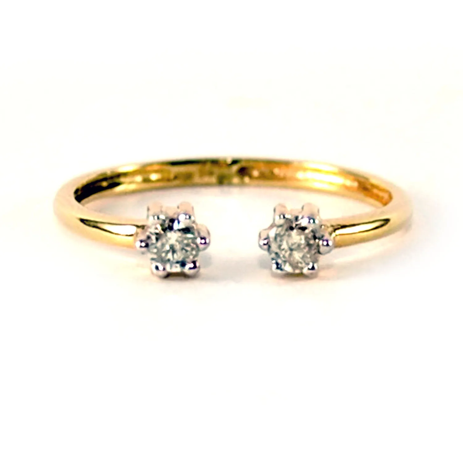 Two Diamond Open Ring Stacking Wedding Band