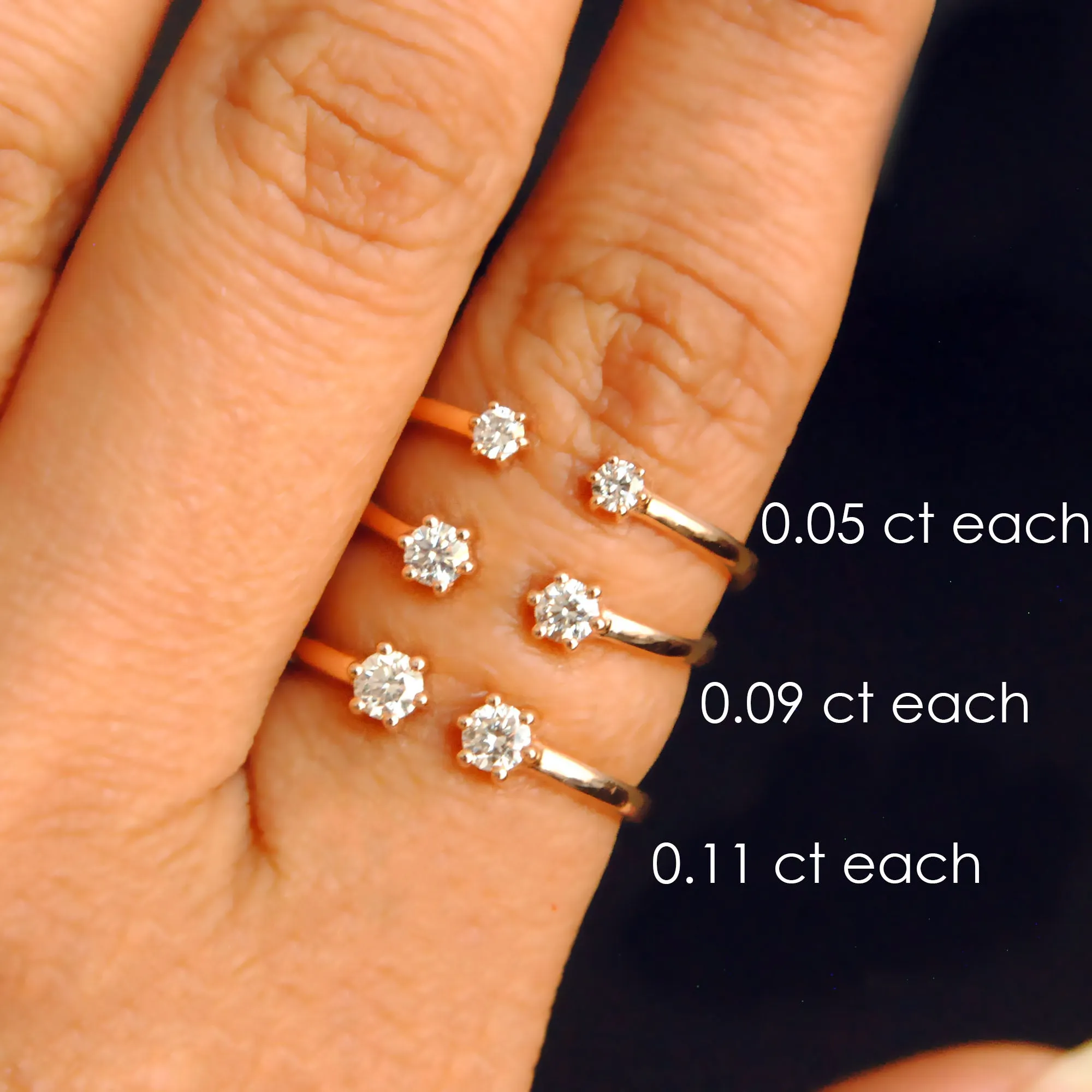 Two Diamond Open Ring Stacking Wedding Band