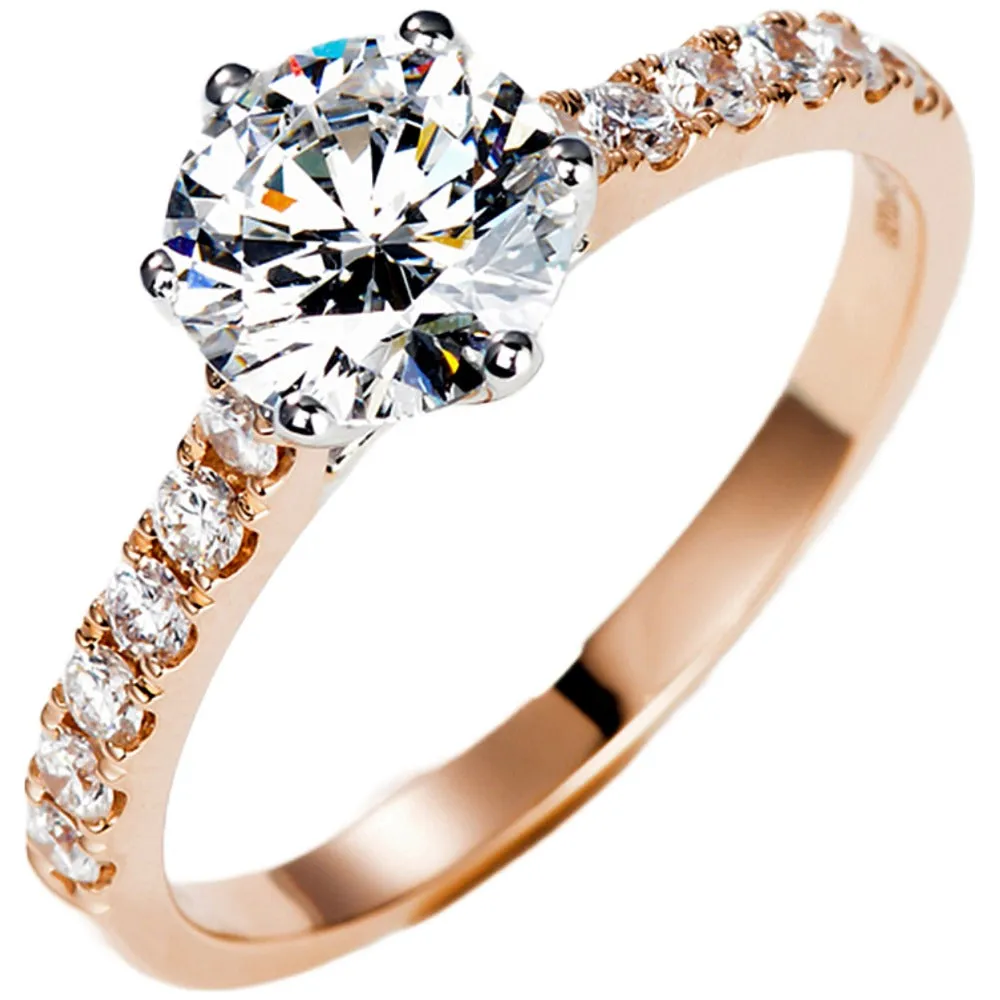 Two Tone Gold 6-Prong GIA Diamond Engagement Ring