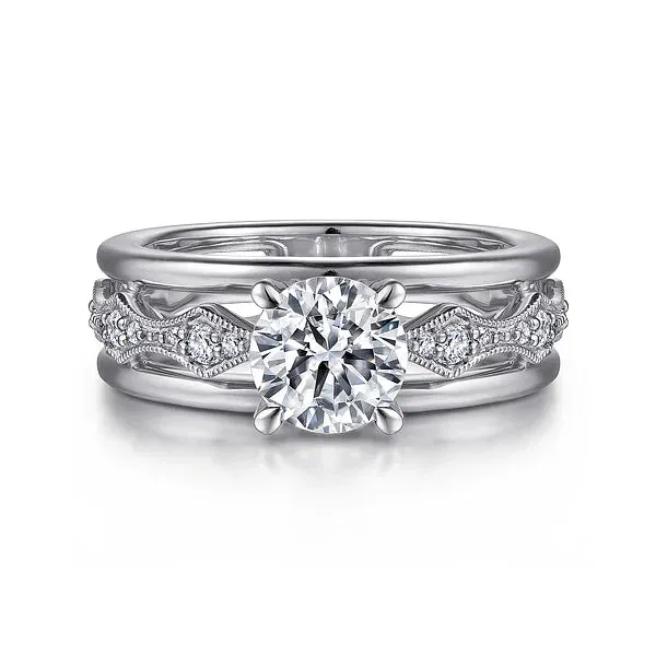 Two Tone Wide Band Diamond Engagement Ring Mounting
