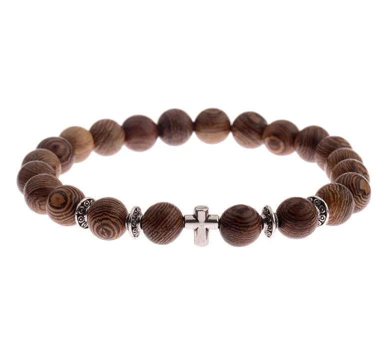 UD Meditation Prayer Wood Bead Bracelet Elastic Stretch