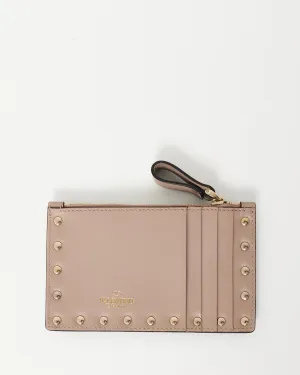 Valentino Blush Beige Smooth Leather Rockstud Cardholder