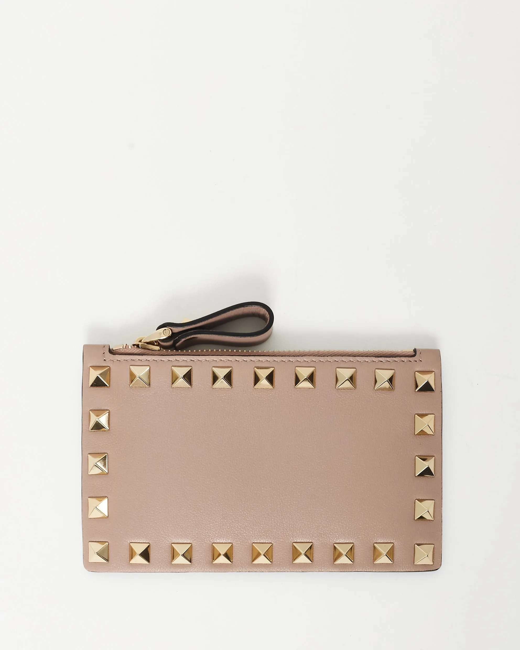 Valentino Blush Beige Smooth Leather Rockstud Cardholder