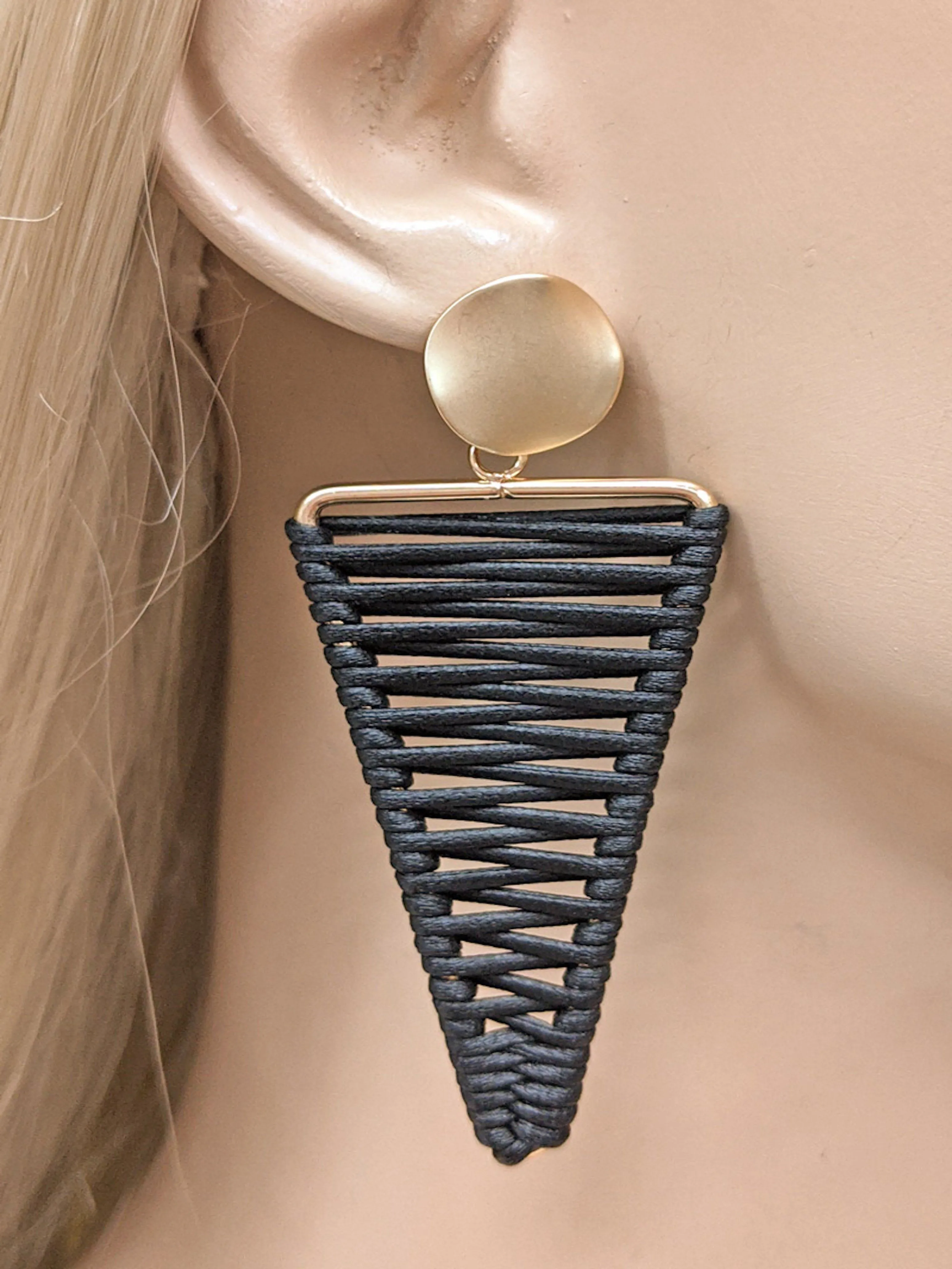 Vegan Leather Matte Gold Earrings