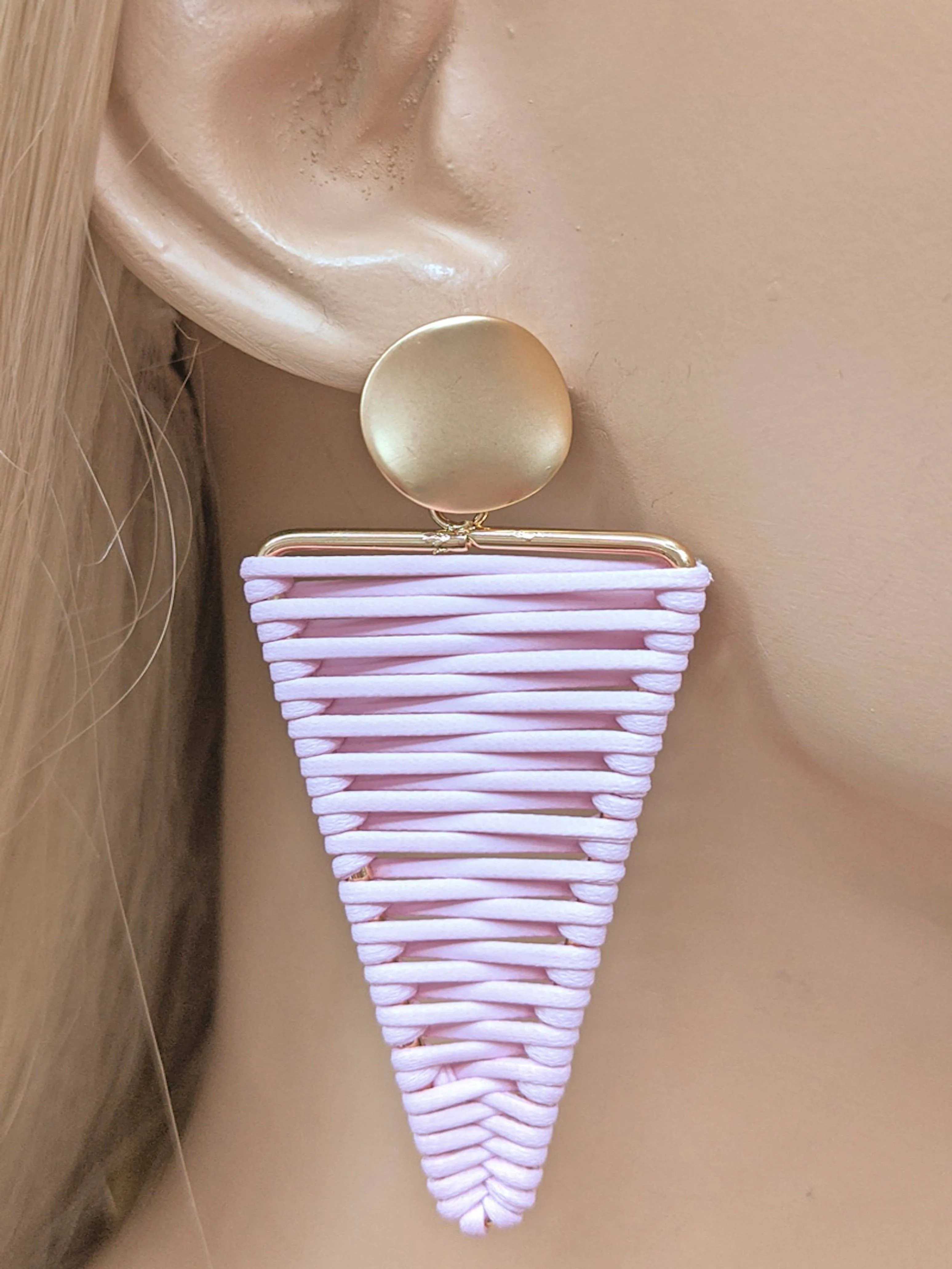 Vegan Leather Matte Gold Earrings