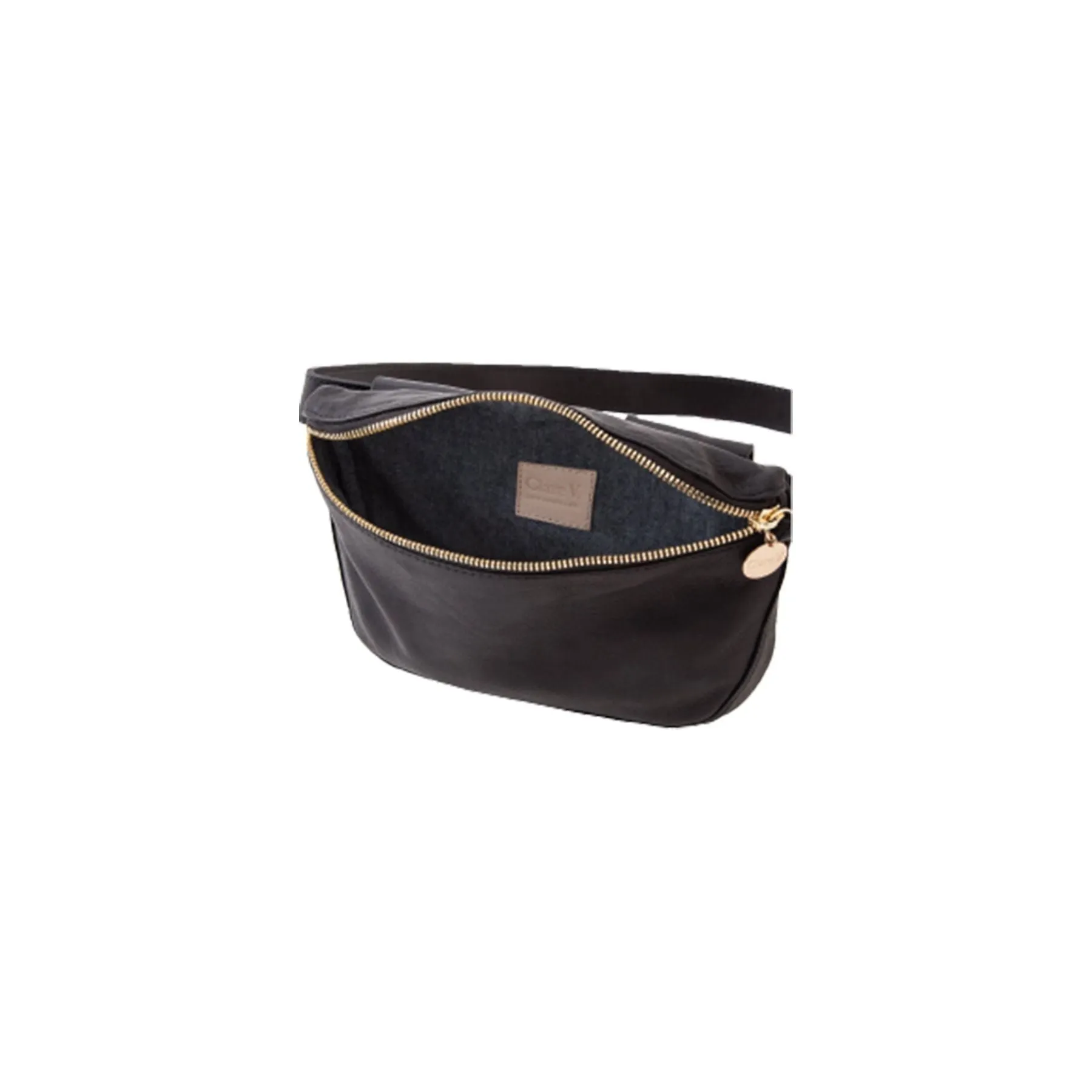 Velvet Leather Fanny Pack, Black