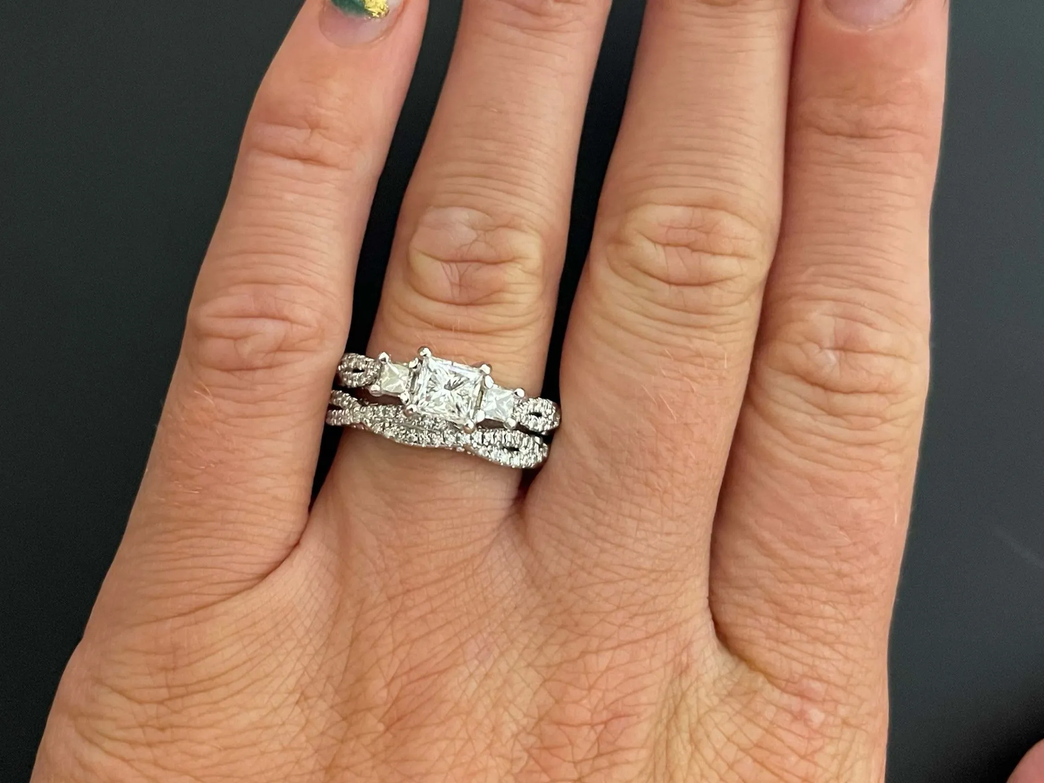 Verragio Princess Cut Diamond Engagement Ring Set in 14K White Gold