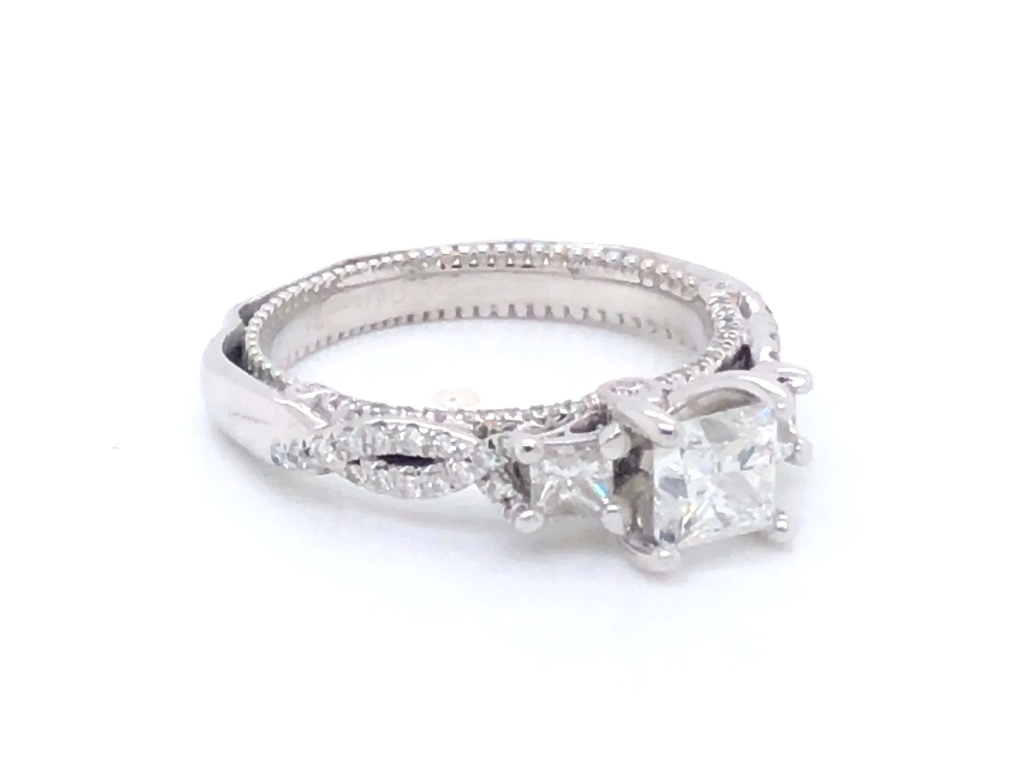 Verragio Princess Cut Diamond Engagement Ring Set in 14K White Gold