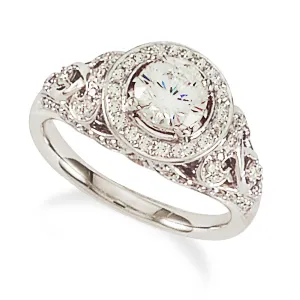 Versailles Fancy Halo Vintage Diamond Style Engagement Ring 18K White Gold