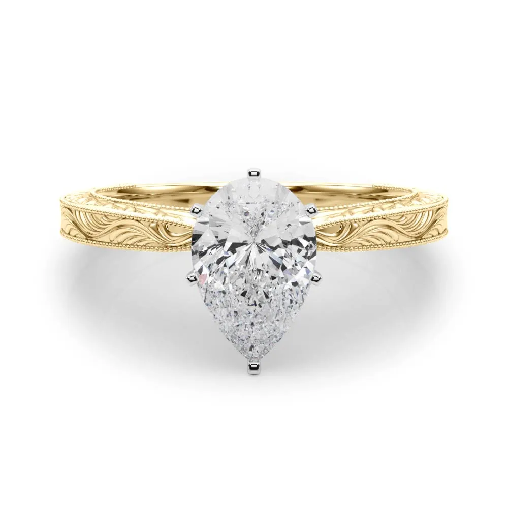 Victoria Pear Lab Grown Diamond Solitaire Engagement Ring IGI Certified